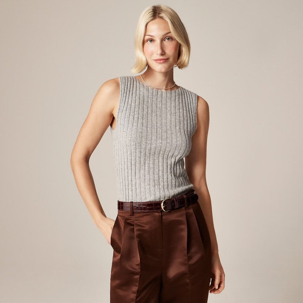 Size M | J.Crew NWT Wide-Rib Cashmere Sweater Shell 153  New with tags. Brand ne